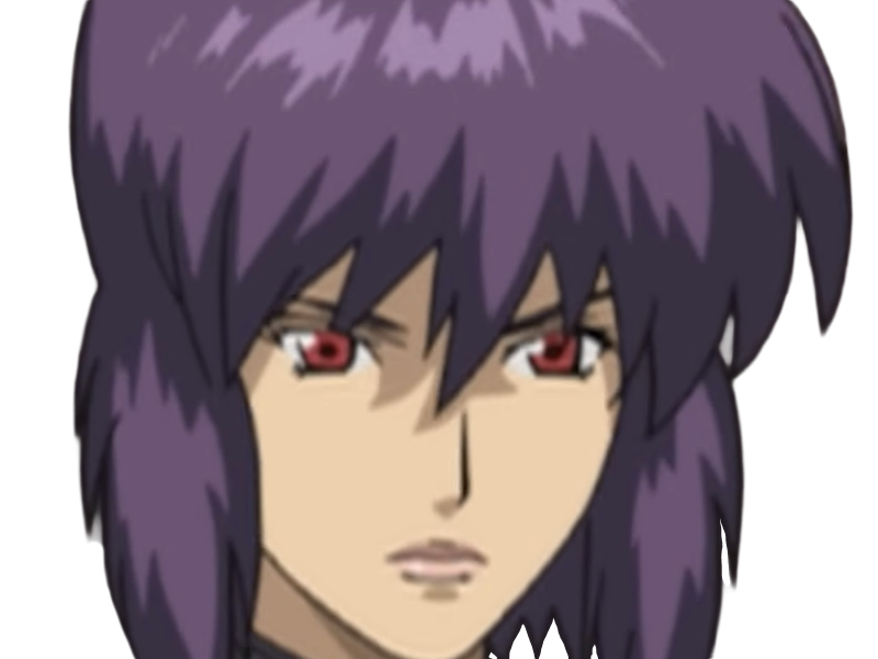 kusanagi motoko major ghostintheshell standalonecomplex anime manga waifu femme cyborg 2002-2003 cheveuxviolets yeuxrouges