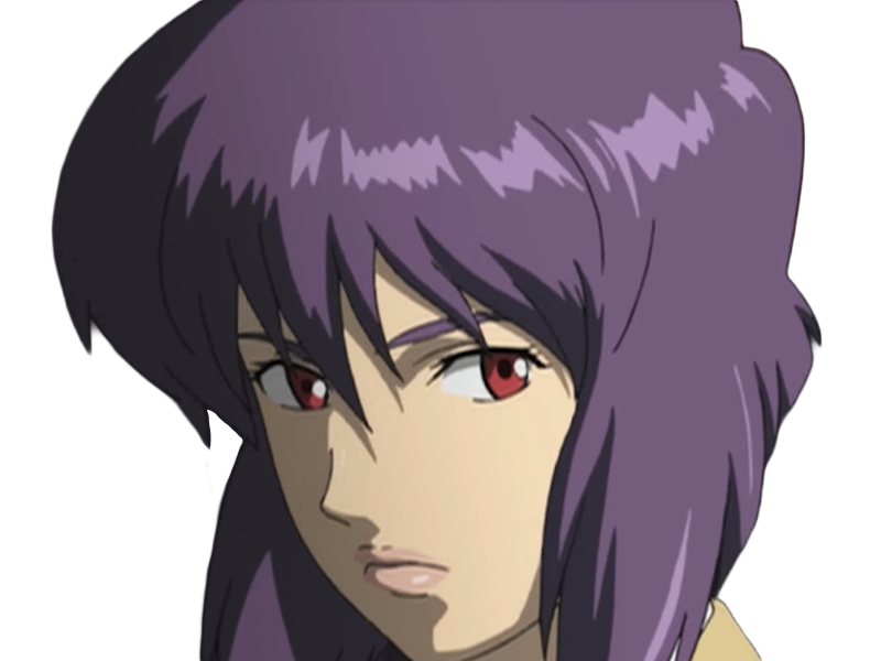 kusanagi motoko major ghostintheshell standalonecomplex anime manga waifu femme cyborg 2002-2003 cheveuxviolets yeuxrouges