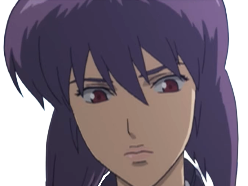 kusanagi motoko major ghostintheshell standalonecomplex anime manga waifu femme cyborg 2002-2003 cheveuxviolets yeuxrouges