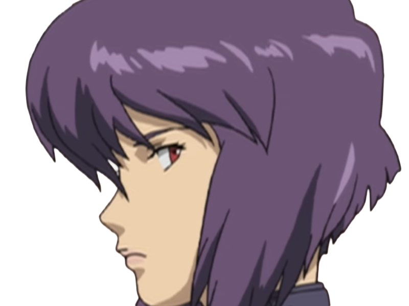 kusanagi motoko major ghostintheshell standalonecomplex anime manga waifu femme cyborg 2002-2003 cheveuxviolets yeuxrouges