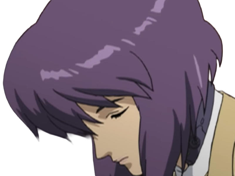 kusanagi motoko major ghostintheshell standalonecomplex anime manga waifu femme cyborg 2002-2003 cheveuxviolets yeuxrouges