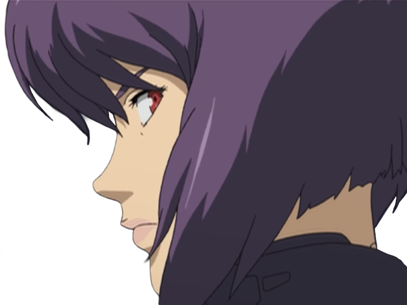 kusanagi motoko major ghostintheshell standalonecomplex anime manga waifu femme cyborg 2002-2003 cheveuxviolets yeuxrouges