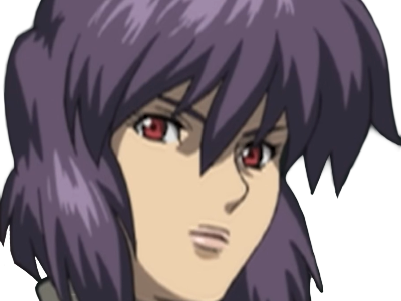 kusanagi motoko major ghostintheshell standalonecomplex anime manga waifu femme cyborg 2002-2003 cheveuxviolets yeuxrouges