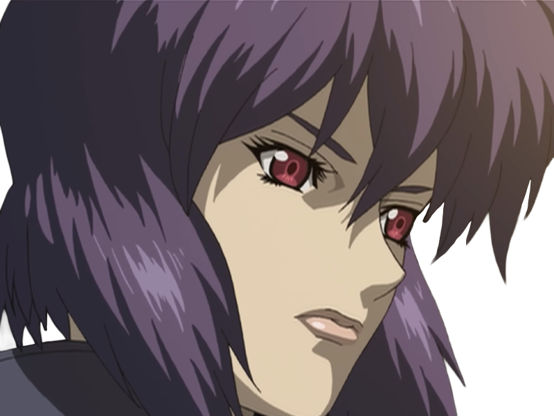 kusanagi motoko major ghostintheshell standalonecomplex anime manga waifu femme cyborg 2002-2003 cheveuxviolets yeuxrouges
