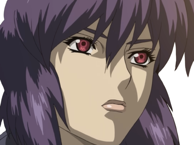 kusanagi motoko major ghostintheshell standalonecomplex anime manga waifu femme cyborg 2002-2003 cheveuxviolets yeuxrouges