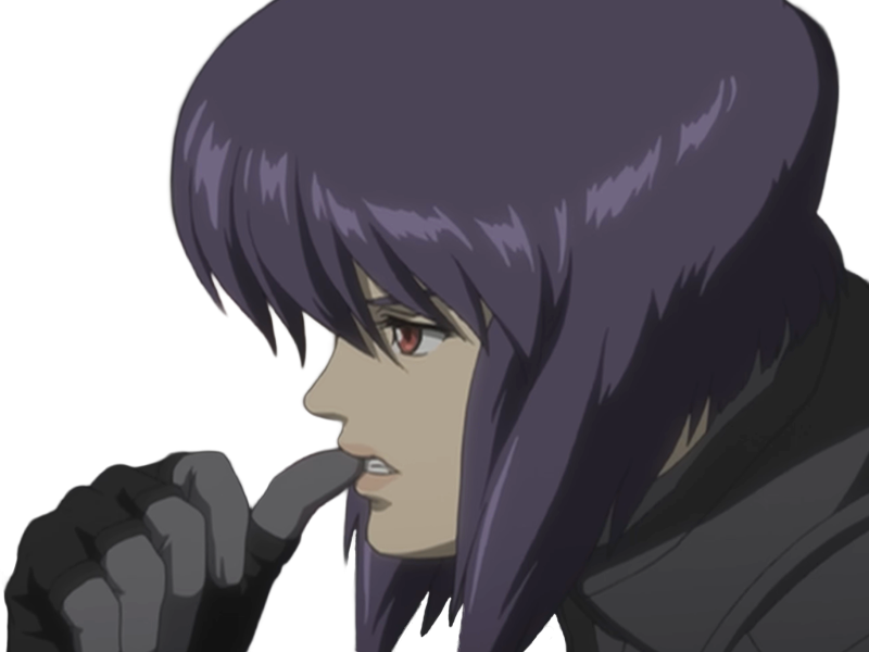 kusanagi motoko major ghostintheshell standalonecomplex anime manga waifu femme cyborg 2002-2003 cheveuxviolets yeuxrouges