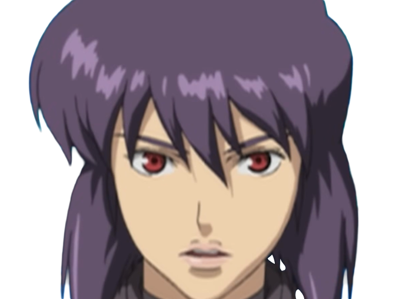 kusanagi motoko major ghostintheshell standalonecomplex anime manga waifu femme cyborg 2002-2003 cheveuxviolets yeuxrouges
