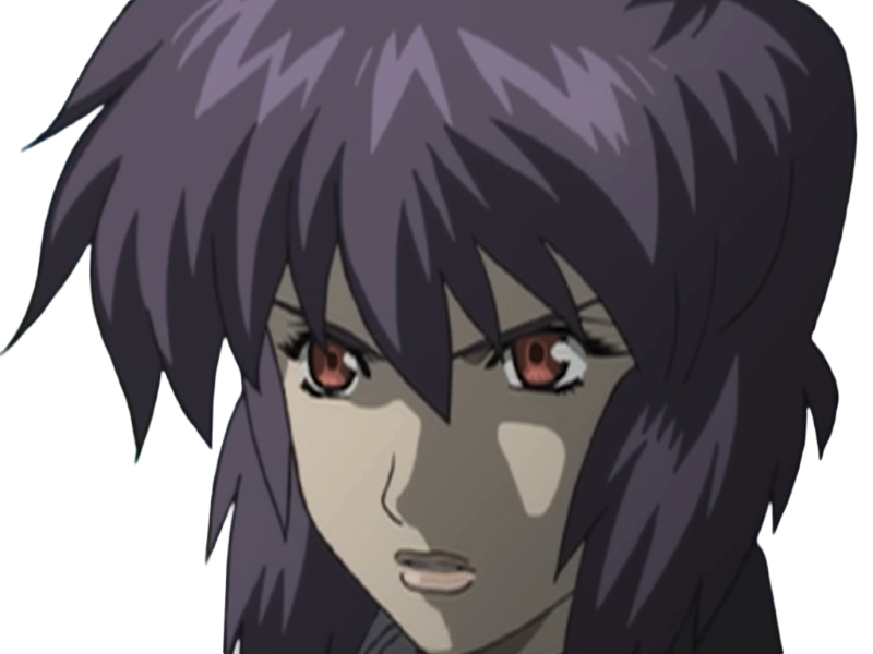 kusanagi motoko major ghostintheshell standalonecomplex anime manga waifu femme cyborg 2002-2003 cheveuxviolets yeuxrouges