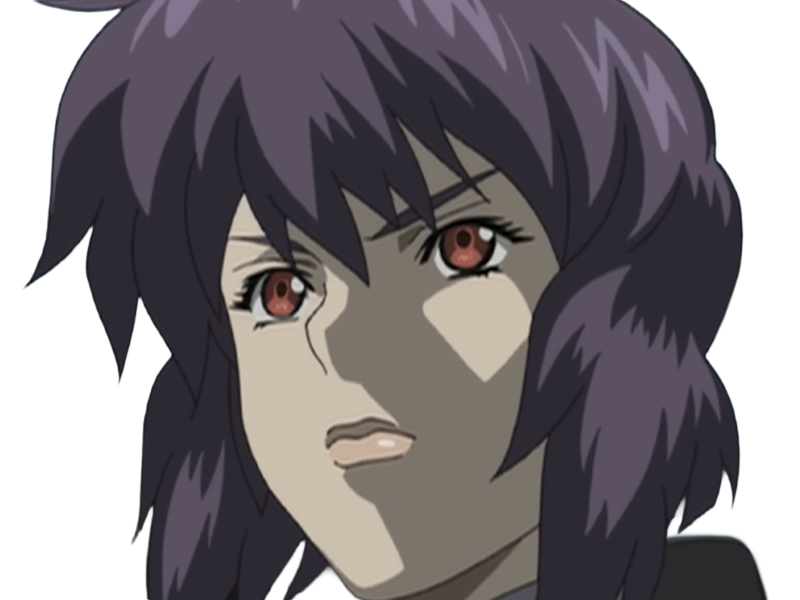kusanagi motoko major ghostintheshell standalonecomplex anime manga waifu femme cyborg 2002-2003 cheveuxviolets yeuxrouges