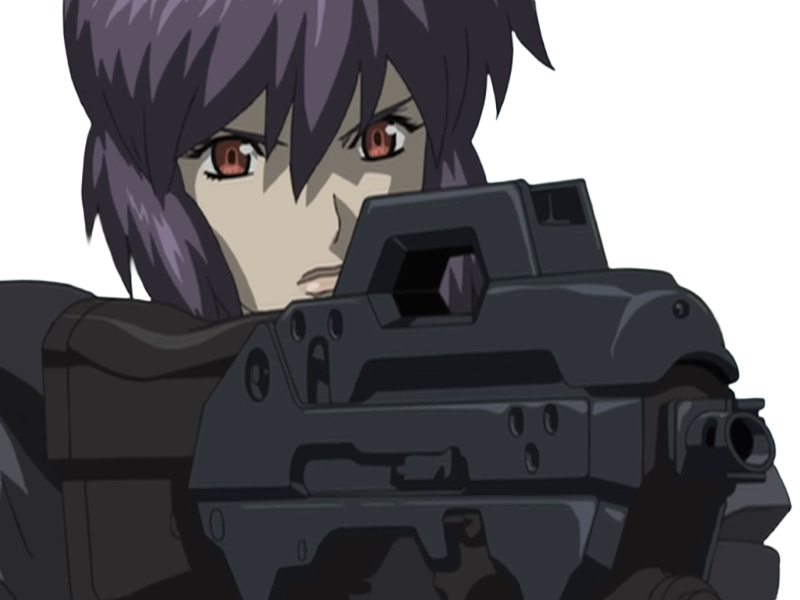 kusanagi motoko major ghostintheshell standalonecomplex anime manga waifu femme cyborg 2002-2003 cheveuxviolets yeuxrouges