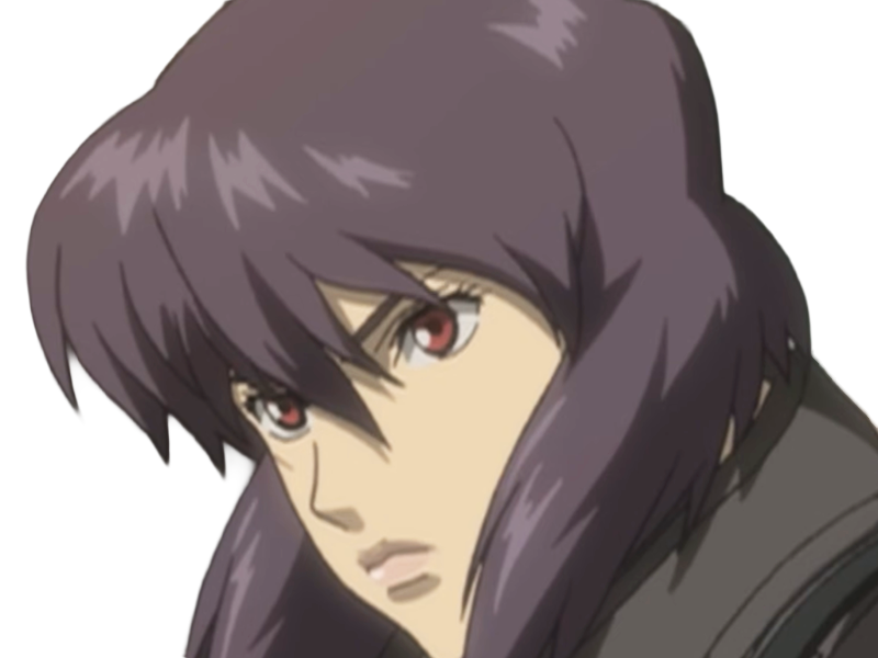 kusanagi motoko major ghostintheshell standalonecomplex anime manga waifu femme cyborg 2002-2003 cheveuxviolets yeuxrouges