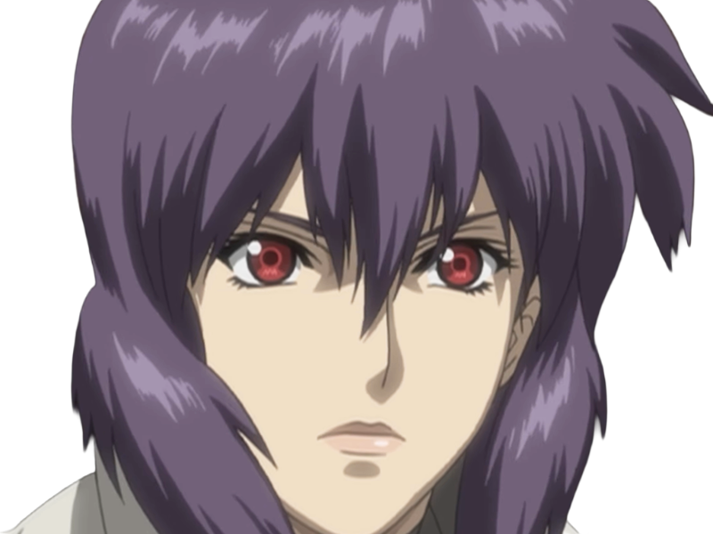 kusanagi motoko major ghostintheshell standalonecomplex anime manga waifu femme cyborg 2002-2003 cheveuxviolets yeuxrouges