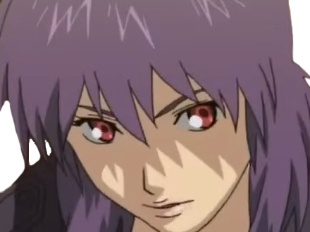 kusanagi motoko major ghostintheshell standalonecomplex anime manga waifu femme cyborg 2002-2003 cheveuxviolets yeuxrouges