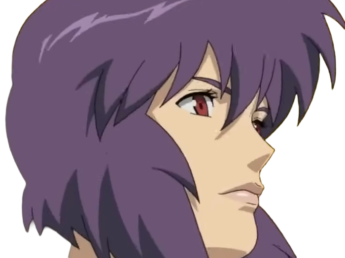 kusanagi motoko major ghostintheshell standalonecomplex anime manga waifu femme cyborg 2002-2003 cheveuxviolets yeuxrouges