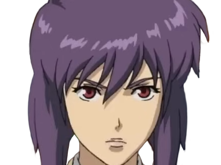kusanagi motoko major ghostintheshell standalonecomplex anime manga waifu femme cyborg 2002-2003 cheveuxviolets yeuxrouges
