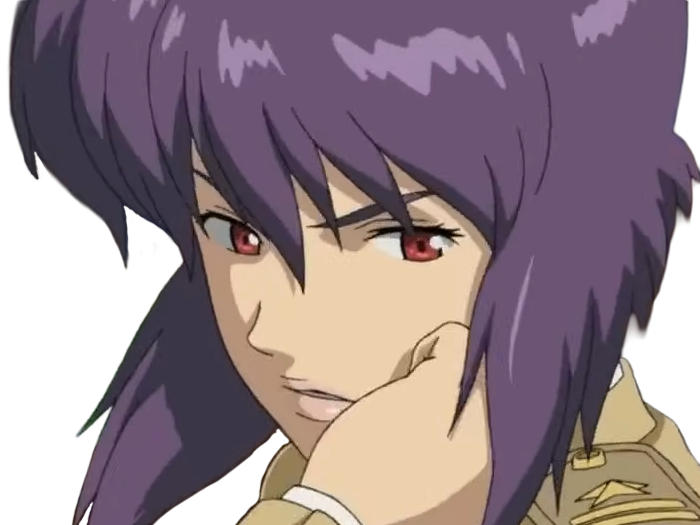 kusanagi motoko major ghostintheshell standalonecomplex anime manga waifu femme cyborg 2002-2003 cheveuxviolets yeuxrouges
