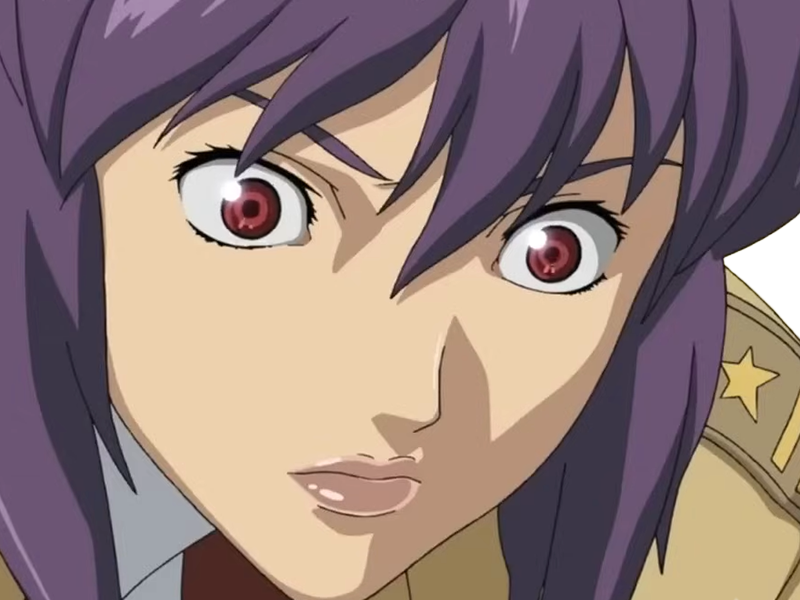 kusanagi motoko major ghostintheshell standalonecomplex anime manga waifu femme cyborg 2002-2003 cheveuxviolets yeuxrouges