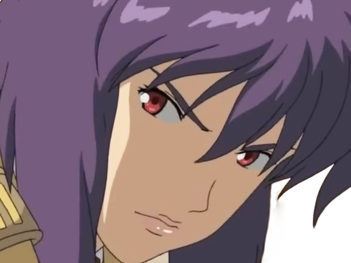 kusanagi motoko major ghostintheshell standalonecomplex anime manga waifu femme cyborg 2002-2003 cheveuxviolets yeuxrouges