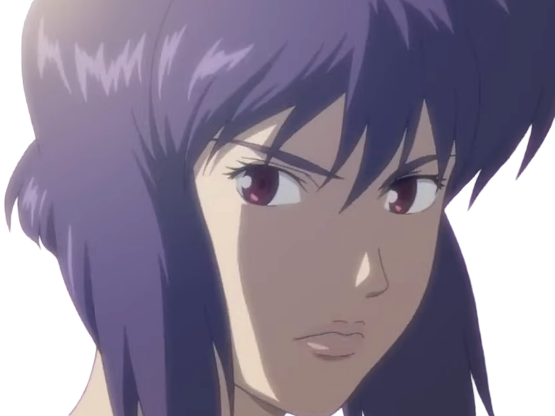 kusanagi motoko major ghostintheshell standalonecomplex anime manga waifu femme cyborg 2002-2003 cheveuxviolets yeuxrouges