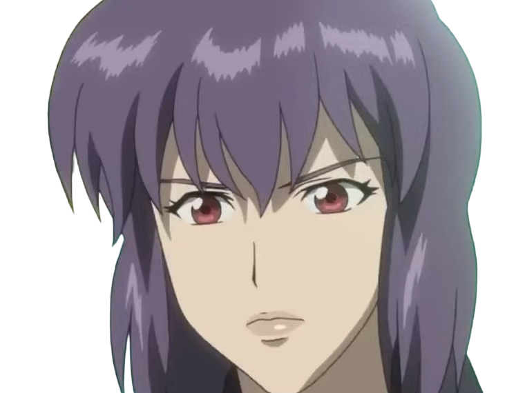 kusanagi motoko major ghostintheshell standalonecomplex anime manga waifu femme cyborg 2002-2003 cheveuxviolets yeuxrouges