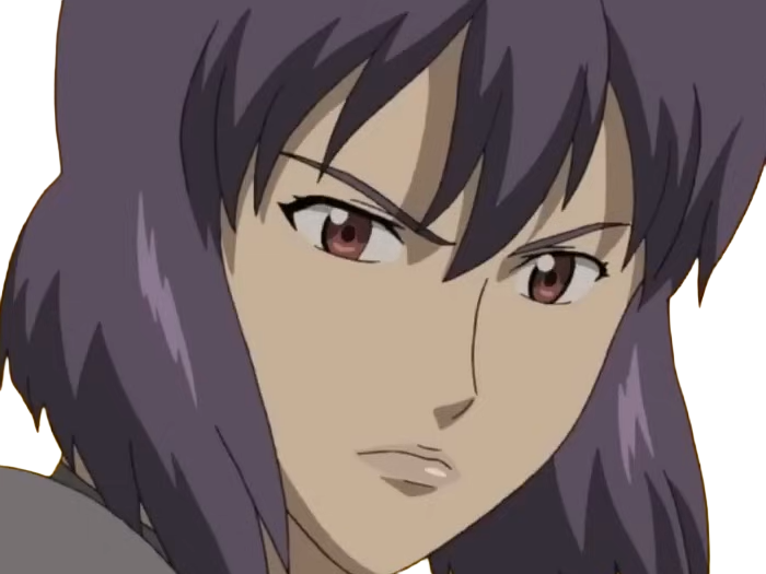 kusanagi motoko major ghostintheshell standalonecomplex anime manga waifu femme cyborg 2002-2003 cheveuxviolets yeuxrouges