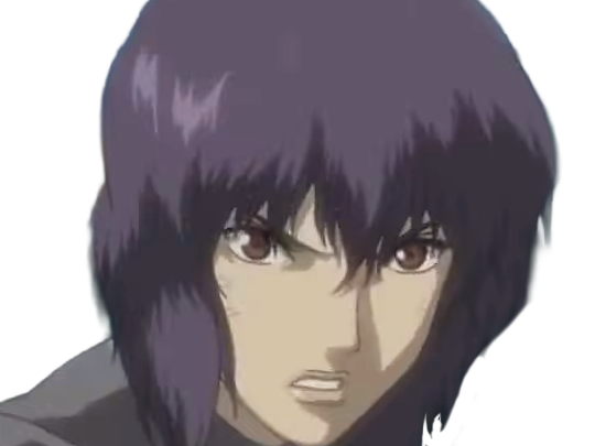 kusanagi motoko major ghostintheshell standalonecomplex anime manga waifu femme cyborg 2002-2003 cheveuxviolets yeuxrouges