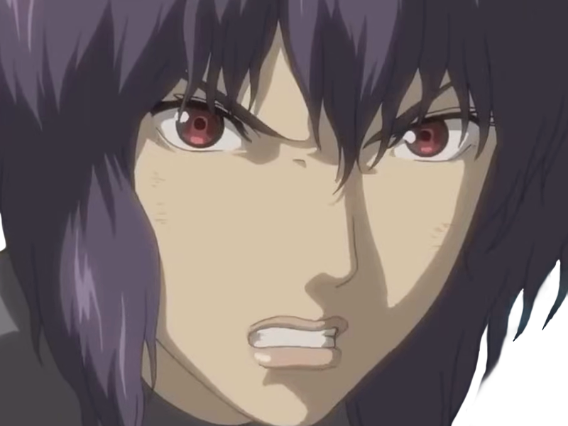 kusanagi motoko major ghostintheshell standalonecomplex anime manga waifu femme cyborg 2002-2003 cheveuxviolets yeuxrouges