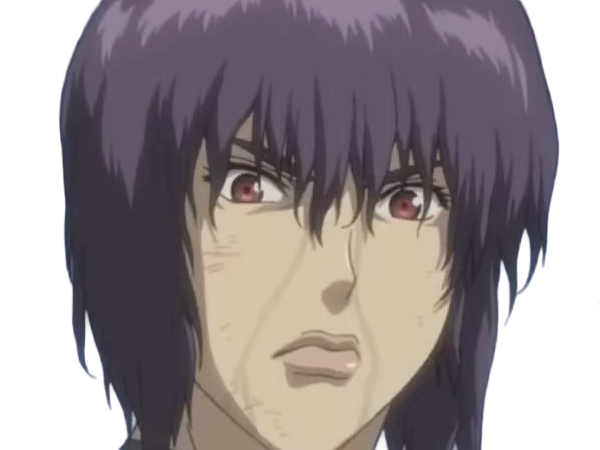 kusanagi motoko major ghostintheshell standalonecomplex anime manga waifu femme cyborg 2002-2003 cheveuxviolets yeuxrouges