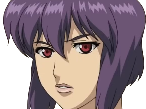 kusanagi motoko major ghostintheshell standalonecomplex anime manga waifu femme cyborg 2002-2003 cheveuxviolets yeuxrouges