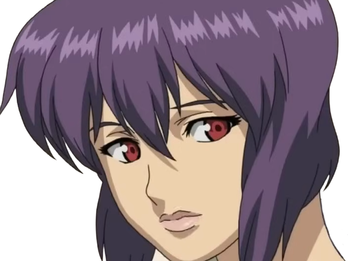 kusanagi motoko major ghostintheshell standalonecomplex anime manga waifu femme cyborg 2002-2003 cheveuxviolets yeuxrouges
