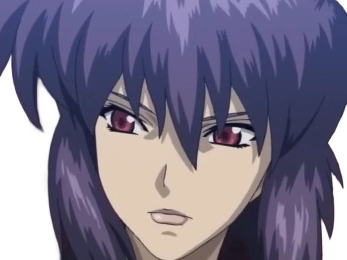 kusanagi motoko major ghostintheshell standalonecomplex anime manga waifu femme cyborg 2002-2003 cheveuxviolets yeuxrouges