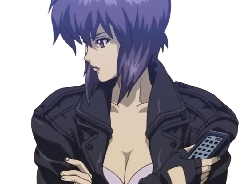 kusanagi motoko major ghostintheshell standalonecomplex anime manga waifu femme cyborg 2002-2003 cheveuxviolets yeuxrouges