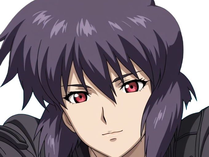 kusanagi motoko major ghostintheshell standalonecomplex anime manga waifu femme cyborg 2002-2003 cheveuxviolets yeuxrouges