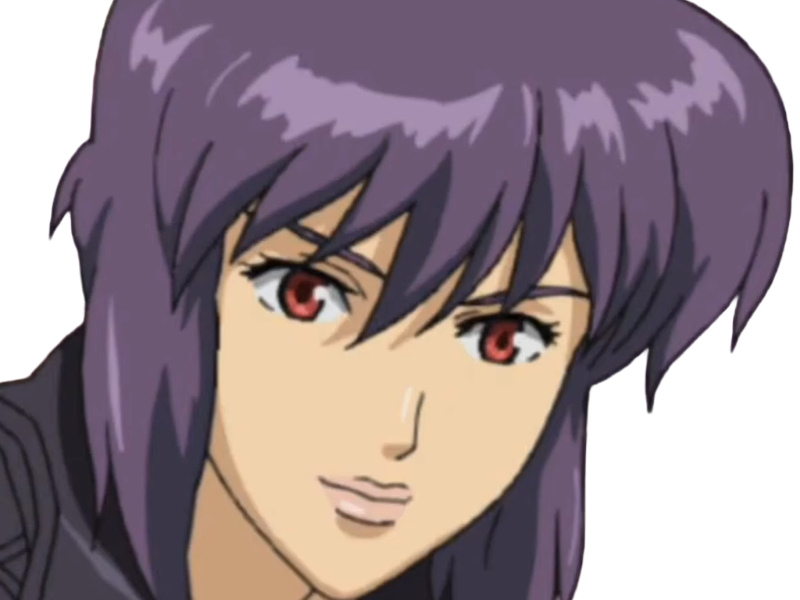 kusanagi motoko major ghostintheshell standalonecomplex anime manga waifu femme cyborg 2002-2003 cheveuxviolets yeuxrouges