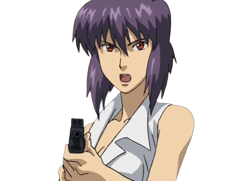 kusanagi motoko major ghostintheshell standalonecomplex anime manga waifu femme cyborg 2002-2003 cheveuxviolets yeuxrouges