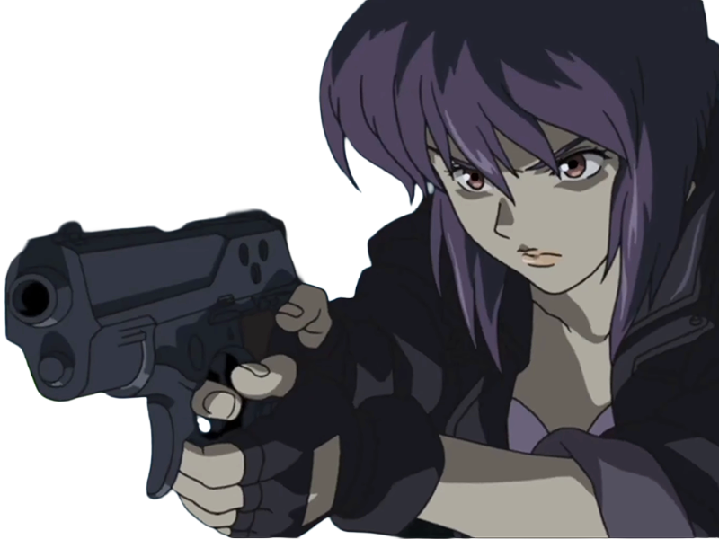 kusanagi motoko major ghostintheshell standalonecomplex anime manga waifu femme cyborg 2002-2003 cheveuxviolets yeuxrouges