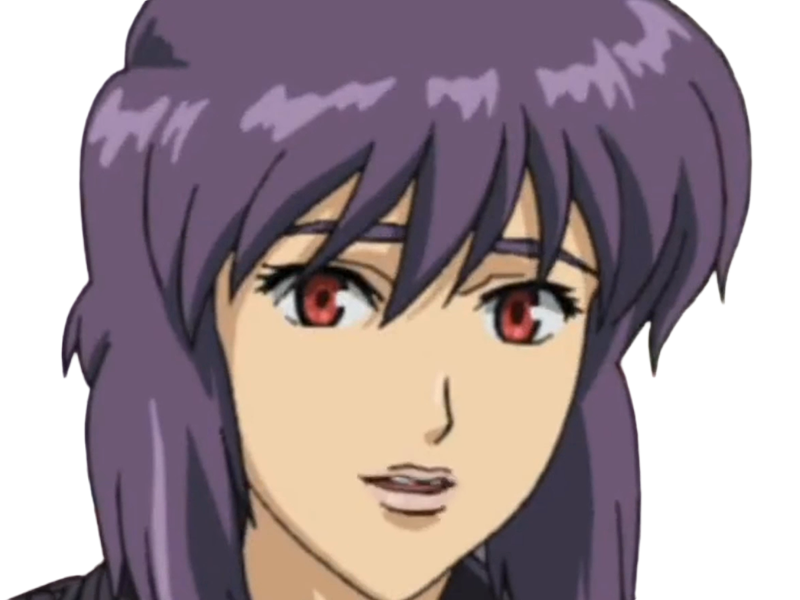 kusanagi motoko major ghostintheshell standalonecomplex anime manga waifu femme cyborg 2002-2003 cheveuxviolets yeuxrouges