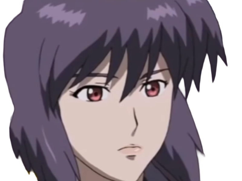 kusanagi motoko major ghostintheshell standalonecomplex anime manga waifu femme cyborg 2002-2003 cheveuxviolets yeuxrouges