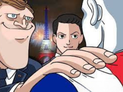 akakichi no eleven face a yamagata menton main epaule emmanuel macron president france francais