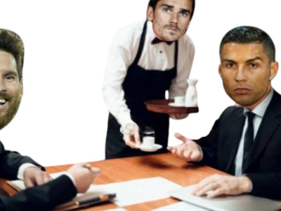 antoine griezmann serveur cafe meme table que lionel messi et cristiano ronaldo ballon dor
