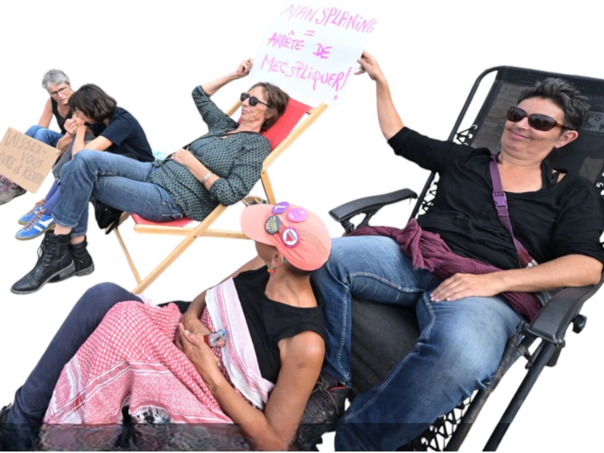 feministe feministes manif manifestation greve woke bloquons tout 10 septembre pancarte tete de ouf fatigue