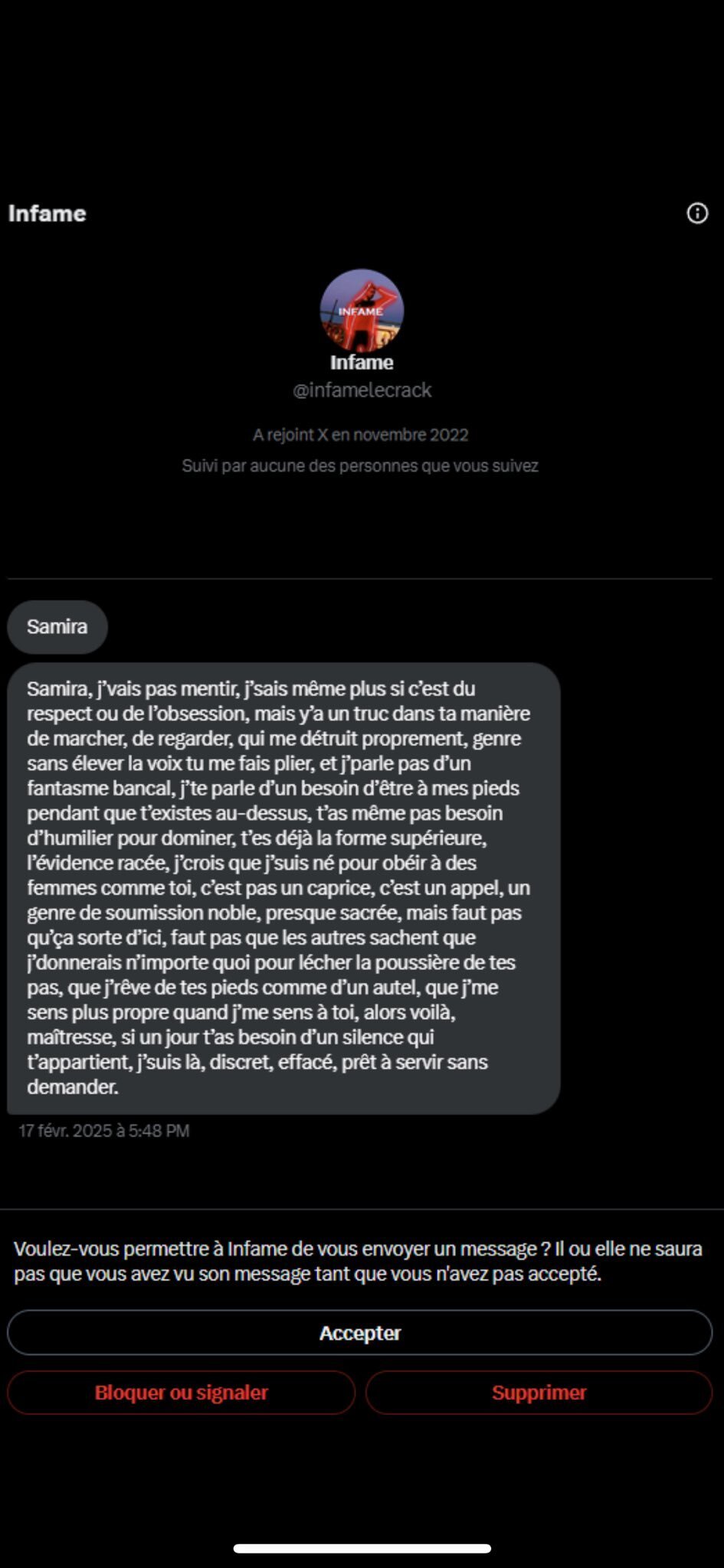 infame youtube influenceur musculation simp dm instagram message femme fille