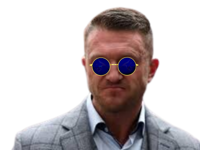 tommy robinson royaume-uni angleterre anglais lunettes bleues redpill golem gauchiste migrants