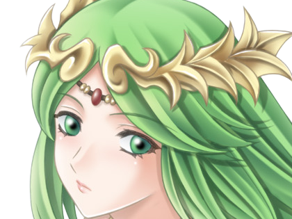 palutena kid icarus nintendo jeu video anime deesse royaume cieux kikoojap waifu cheveuxverts yeuxverts