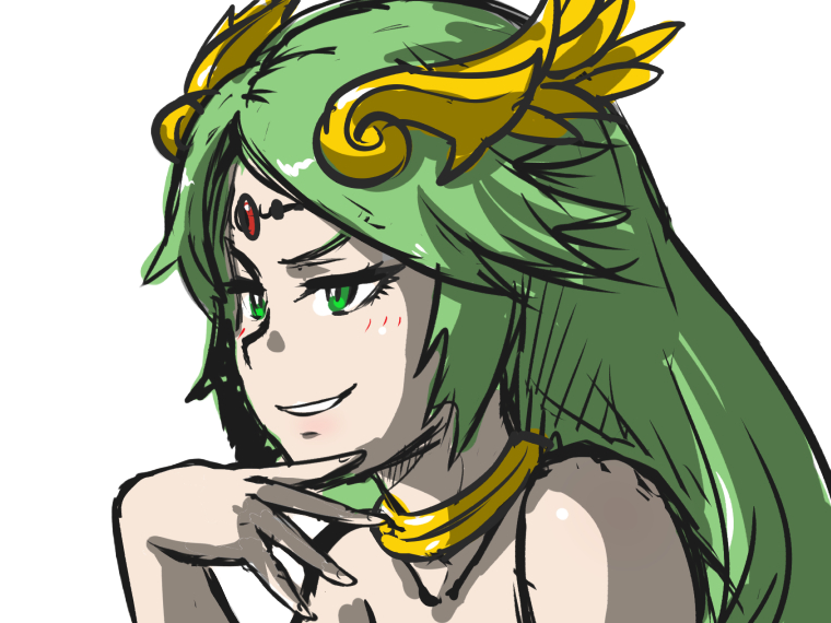Sticker palutena kid icarus nintendo jeu video anime deesse royaume cieux kikoojap waifu cheveuxverts yeuxverts par Dark-63