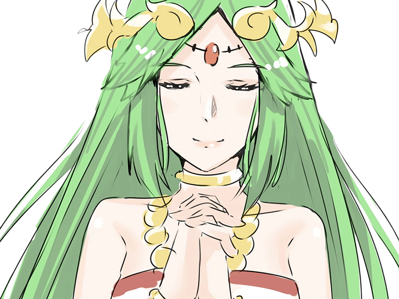 palutena kid icarus nintendo jeu video anime deesse royaume cieux kikoojap waifu cheveuxverts yeuxverts