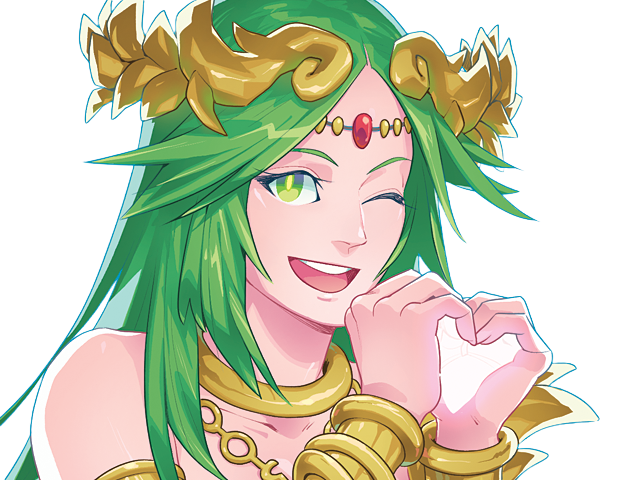 palutena kid icarus nintendo jeu video anime deesse royaume cieux kikoojap waifu cheveuxverts yeuxverts