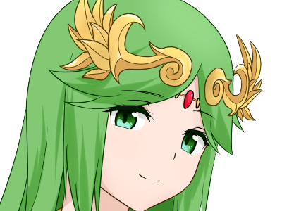 palutena kid icarus nintendo jeu video anime deesse royaume cieux kikoojap waifu cheveuxverts yeuxverts