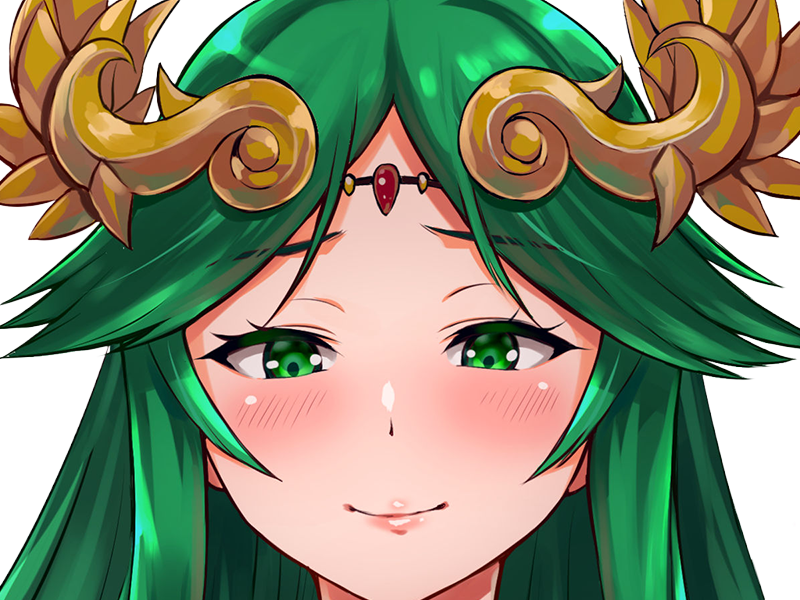 palutena kid icarus nintendo jeu video anime deesse royaume cieux kikoojap waifu cheveuxverts yeuxverts