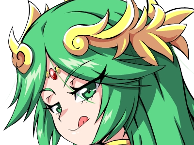 palutena kid icarus nintendo jeu video anime deesse royaume cieux kikoojap waifu cheveuxverts yeuxverts